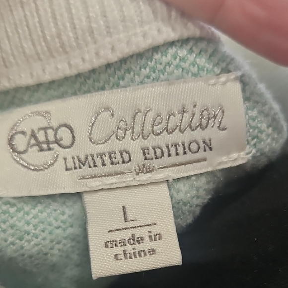 Cato Collection White and Green Sweater - Picture 2 of 7